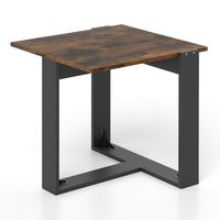 COSTWAY Petite Table Basse Carrée 50x50x50cm - Design Industriel Noir Et Métal