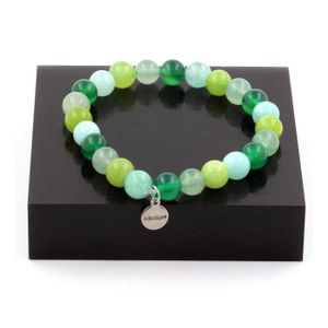 Bracelet Quartz Fantôme Vert Du Brésil + Perles Bois 8 Mm - Fabriqué En France