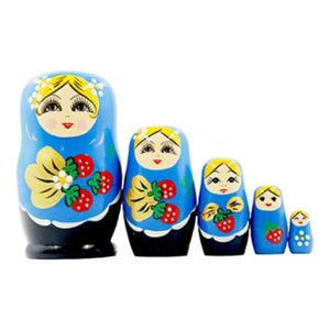 Filles de fleurs bleues imprimées russe Babushka matriochka poupées 