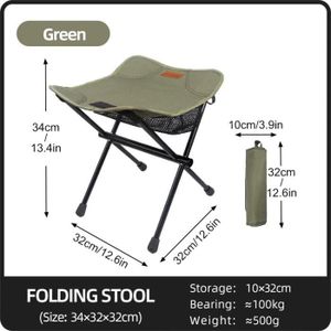 CHAISE DE CAMPING Vert - PACOONE-Chaise pliante de camping en alliage d'aluminium, Ultralégère, Petite piste de pêche Mazar, Ba