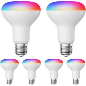 AMPOULE INTELLIGENTE 6 ampoules LED E27 RGB, R80, blanc chaud - blanc froid (2700-6300 K), 9,9 W, 950lm, Smart Home, WLAN, Alexa,.[Y1962]