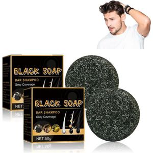SAVON - SYNDETS 2PCS Black Soap Bar Shampoo, Grey Gone Soap Essayez Le Savon Spartan, restaurez la Couleur des Cheveux, Gardez Le Cuir chevelu