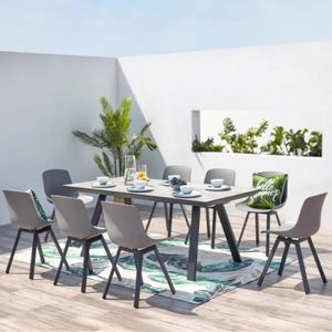 Ensemble table et chaise de jardin Salon de jardin - 8 places - TEMARA - Concept Usine - Aluminium - contemporain - Gris