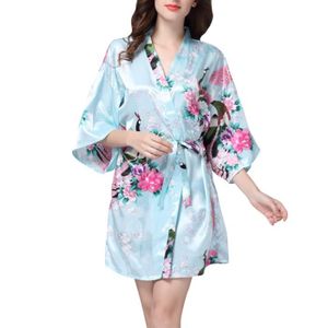 Brandbuys Robe de Chambre en Pur Coton pour Femme Motif Kimono gaufré