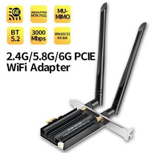 CARTE RÉSEAU  Carte WiFi 6E PCIe Carte WiFi Pour PC 3000 Mbps Bl