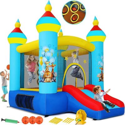 Château Gonflable, Structure Gonflable avec Souffleur, Toboggan et Sac de Rangement, Aire de Jeu Gonflable d'Arrière-cour et de Plein Air, pour Enfants Âgés 3-8 ans, 280x230x230 cm, Extérieur | FR