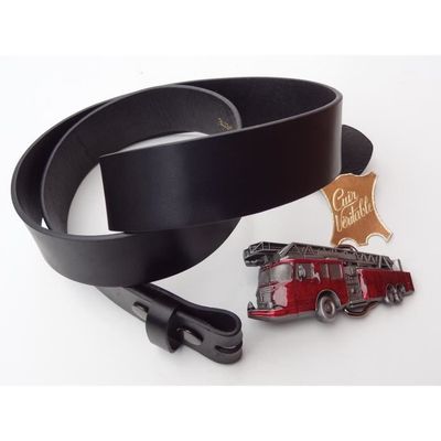 CAMION POMPIER BOUCLE CEINTURE CUIR NOIR