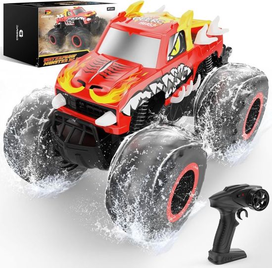 Voiture Télécommandée Enfant Tout Terrain Amphibie 1:16 - Camion Monstre 4WD RC 360° Rotation 20KM/H
