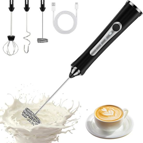 Fouet Électrique à 3 Vitesses Réglables pour le Café, Mousseur à Lait Rechargeable avec Support  15
