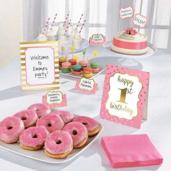 Amscan Kit De Decoration Buffet 1st Birthday 12 Pieces Rose Achat Vente Decors De Table Cdiscount