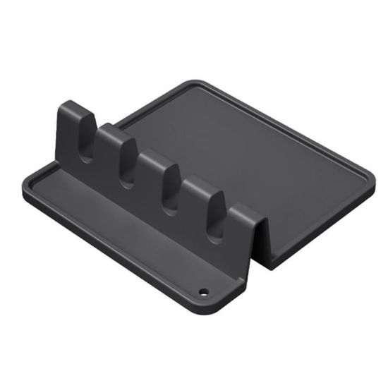 Repose-Cuillère En Silicone Gris Premium - Porte-Ustensiles Cuisine Thermorésistant Avec Égouttoir Pour Spatules, Louches Et Pinces