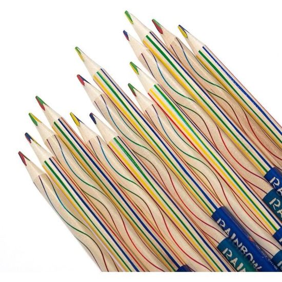 Lot De 12 Crayons De Couleurs - Bois - Multicolore - La Foir'Fouille