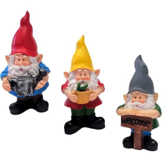 Lot De 7 Gnomes De Jardin En Résine - Décorations Extérieures Colorées Résistantes Aux Intempéries Pour Parterres Et Terrasses - 8
