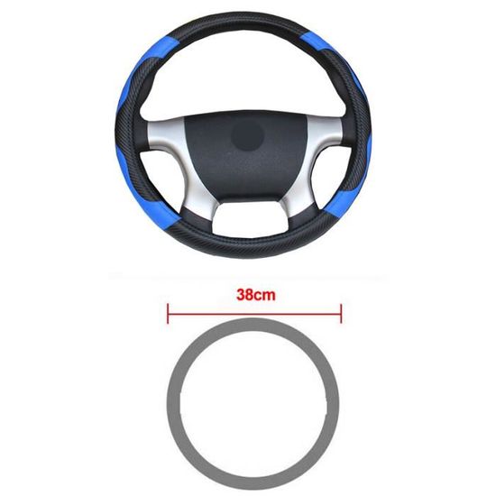 Couvre Volant En Microfibre Cuir Forme D - Bleu, Antidérapant Respirant 36.8-38.1cm