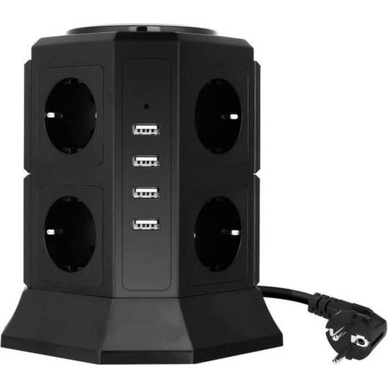 Multiprise BN-LINK 8 Prises + 3 Ports USB - 5 Pieds, Protection Surtension 800 Joules, Blanc