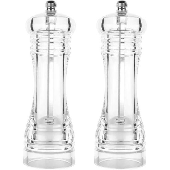 Moulin à Poivre Et Salière Transparent – Lot élégant En Plastique 2 Pièces