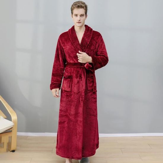 Unisexe Robe de Chambre Polaire Pour Femme et Homme Peignoir Longue en Peluche Grande Taille Pyjama Manteaux Vetements Cadeau Rouge Rouge Cdiscount Pret a Porter