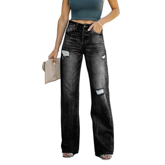 Jeans Baggy Hip Hop Taille Haute Vintage Pour Enfants Jambes