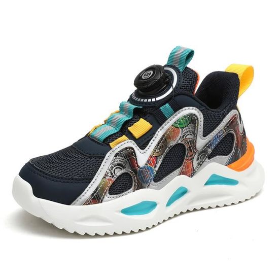 Chaussures De Sport Enfant Garçon Fille - Textile Respirant, Semelle Antidérapante, Fermeture Velcro - Taille 34 à 37