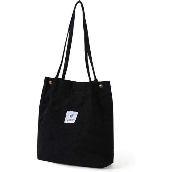 Grand Sac Fourre-Tout Velours Côtelé Femme – Capacité XXL, Poche Intérieure, Idéal École Travail Voyage Shopping