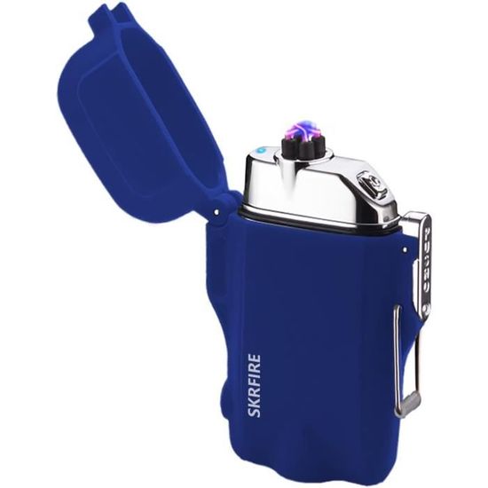 YOZWOO Briquet Électrique Tempête Rechargeable USB Avec Torche LED Et Design Dragon - Parfait Pour Extérieur (Argenté)
