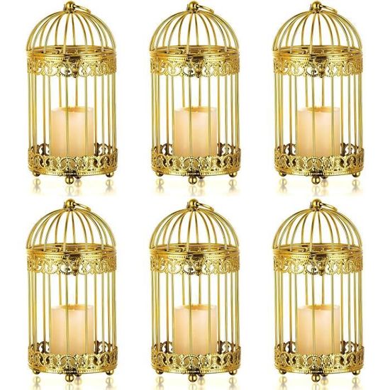Photophore Décoratif – Cage à Oiseaux En Métal – Gris – Neuf
