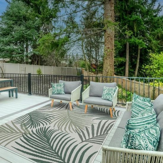 Tapis exterieur 60x110 GREENLEAF Vert tapis kilim parfait pour les balcons, terrasses, ou jardins