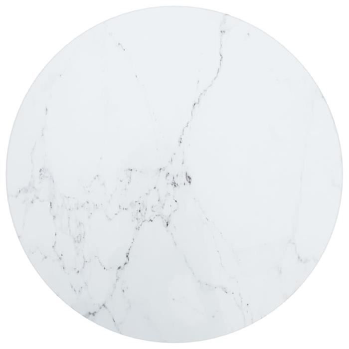 NEW-Dessus de table Blanc Ø30x0,8cm Verre trempé avec design marbre-MEUBLE