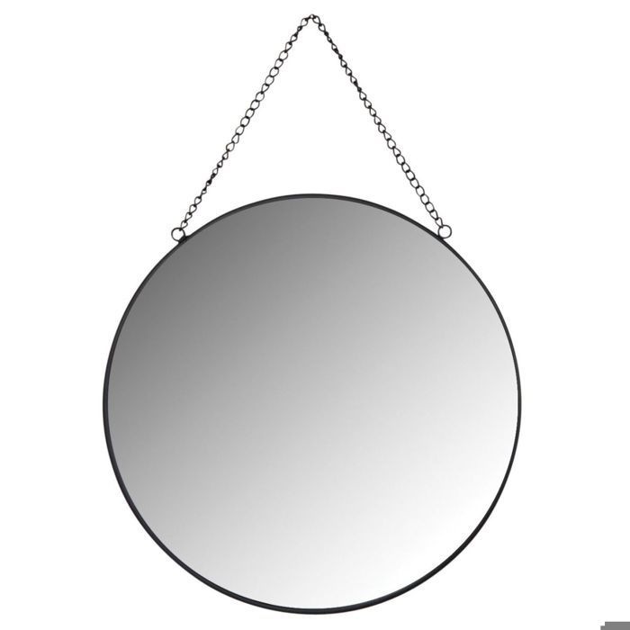 Miroir rond en métal laqué noir Noir