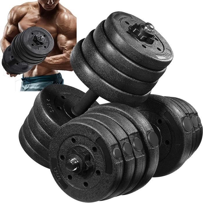 Lot d’haltères 30kg poids ajustables–HALTÈRE POIDS musculation -Lot de 16 disques