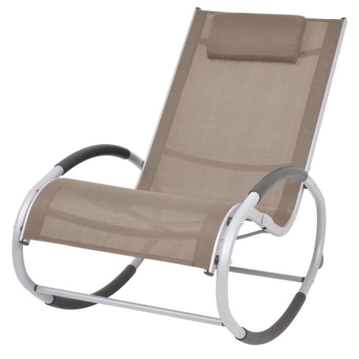 Fauteuil à Bascule Fauteuil berçant Chaise à bascule Rocking Chair 62 x 122 x 82 cm- Contemporain Chaise Loisir - d'extérieur Taupe