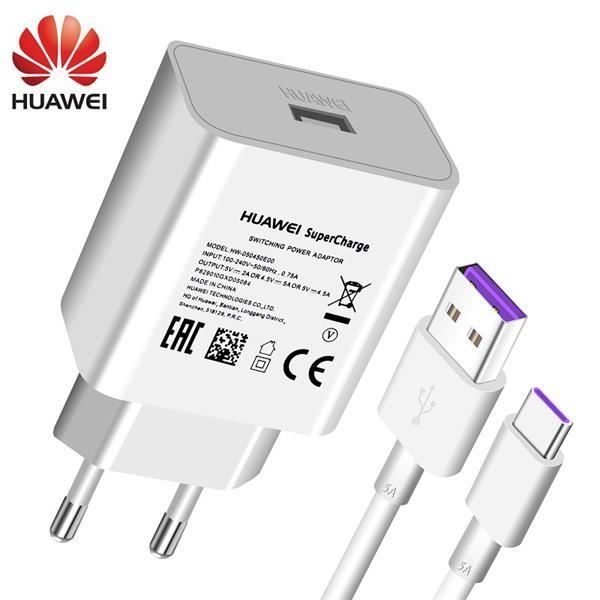 Chargeurs,Huawei P20 Pro Lite chargeur USB mural voyage 22.5W rapide 100% Original 5V4.5A 5A USB Type C - Type EU with 5A cable