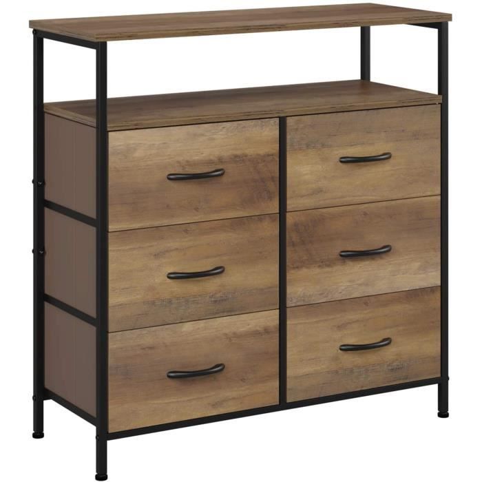 MEUBLE DE RANGEMENT HOMECHO Commode agrave 6 Tiroirs Buffet Salon Style Industriel Meuble de Rangement Etagegravere en Meacuteta11