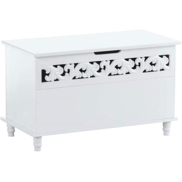 Banc-Coffre en Bois Millie I Meuble de Rangement Blanc avec Coffre de Rangement et Couvercle I Banquette de Couloir I Design Rus24