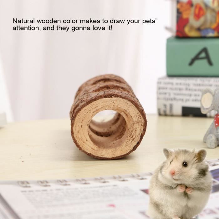 EBTOOLS Jouet à mâcher pour animaux de compagnie Jouet à mâcher de tube d'exercice de tunnel animal en bois pour lapin furet