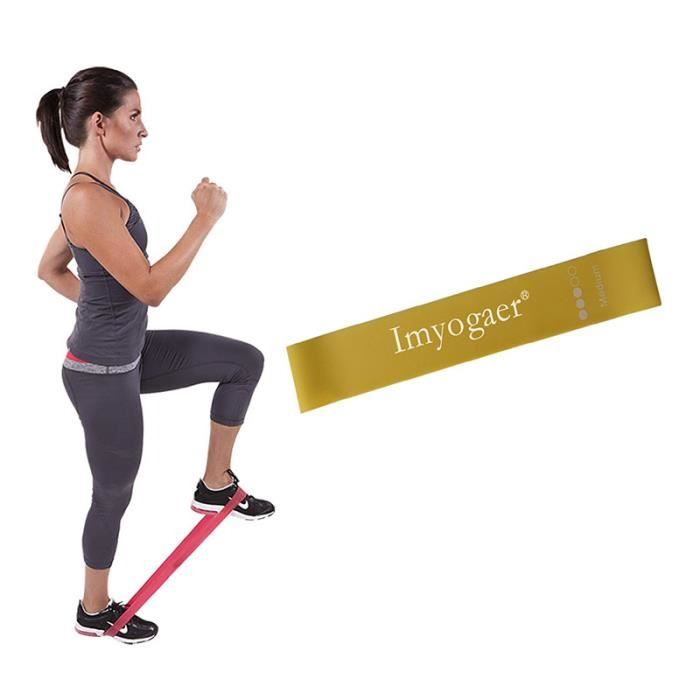 Bande Élastique Fitness En Latex, Niveau de Résistance Moyen, Jaune, pour Yoga Pilates, Entrainement Corps, Jambes, Fessiers
