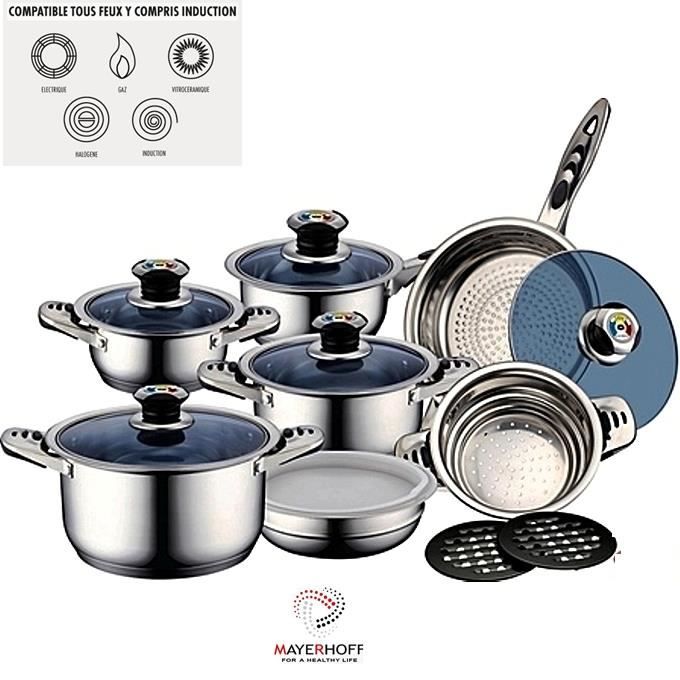 Qualité Allemande Lot Casserolles Induction Acier Inoxydable Couvercle Verre Trempé Haute Qualité