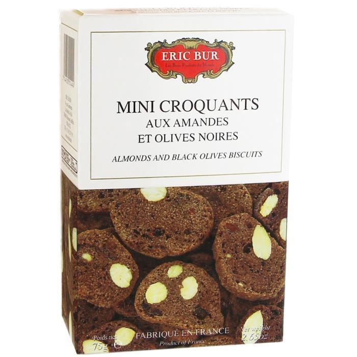 ERIC BUR Mini Croquants aux Amandes et Olives Noires - 75 g