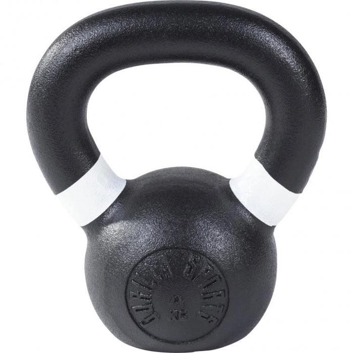 Gorilla Sports - Kettlebell en fonte noir avec couleur rayé poignées disponible de 4kg à 32kg - Haltère russe 4 KG Noir