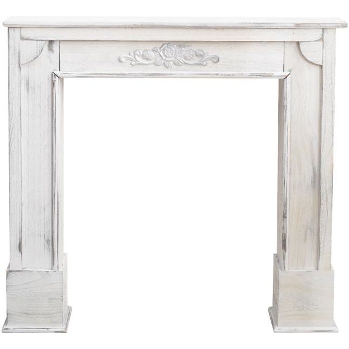 Rebecca Mobili Cadre Decoratif Encadrement Cheminee Bois Gris Shabby 100x105x21