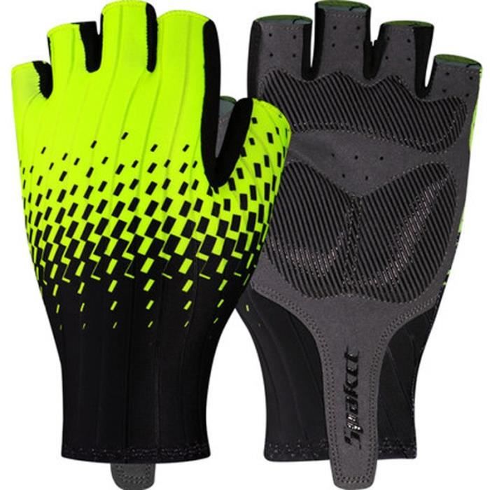 Gants vélo,Femmes gants de cyclisme en plein air protéger gants de VTT demi doigt hommes été respirant vélo de - Type green black