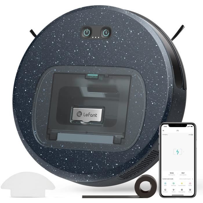 Lefant F1 Aspirateur Robot, Mini 28 * 6.9cm 4000 Pa Puissance d'Aspiration avec Bac à Poussière Visuel de 600 ML, Autonomie 200 Mins