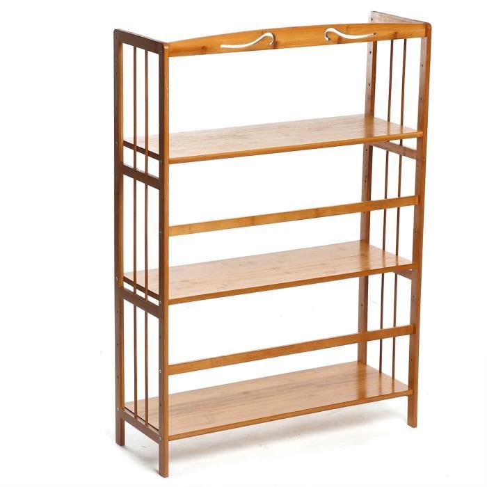 Bibliothèque - Étagère de Rangement à 3 Niveaux - 70x25x98cm - Bois