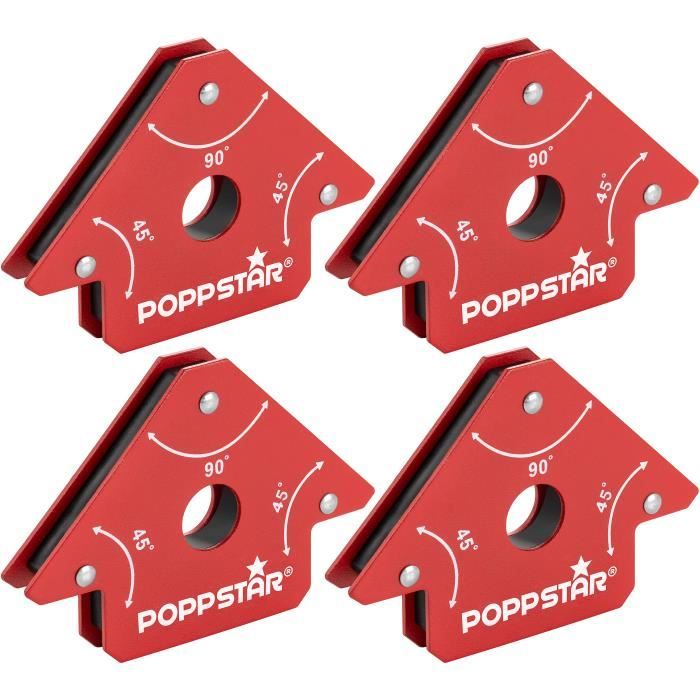 Positionneur magnétique de soudure petit set de 4, force d' attirance 11,3 kg, angles 45°/90°/135°