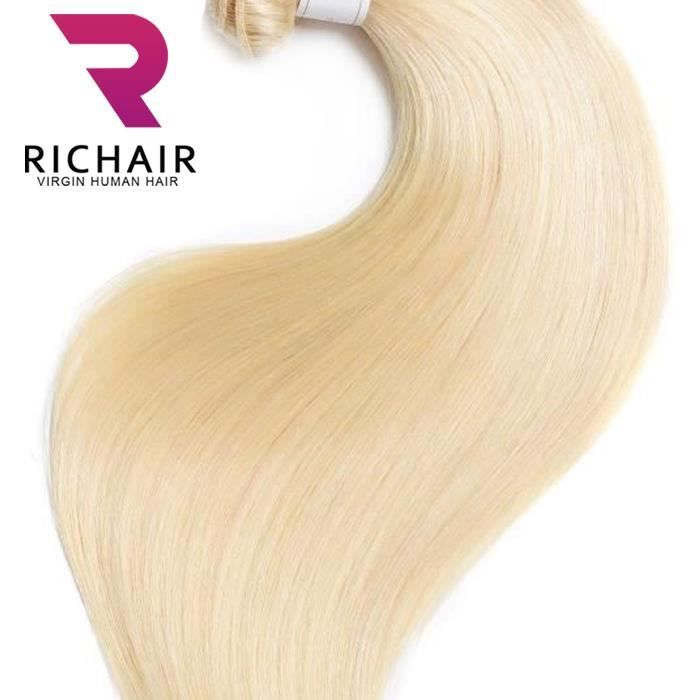 Tissage brésilien - Cheveux humains - Lisse 20- - Blond platine 613