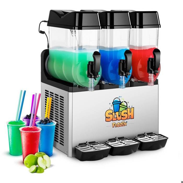 Machine à granitas Frappés Boissons glacées 3X12L Sans Bpa Jusqu'à 12 H d'Utilisation 600 W LED -2 à -3 dc RCSL 3-12