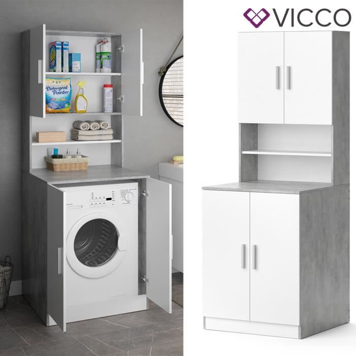 Meuble lave-linge Vicco Liana, meuble de salle de bains, meuble haut, béton, étagère de salle de bains, superstructure