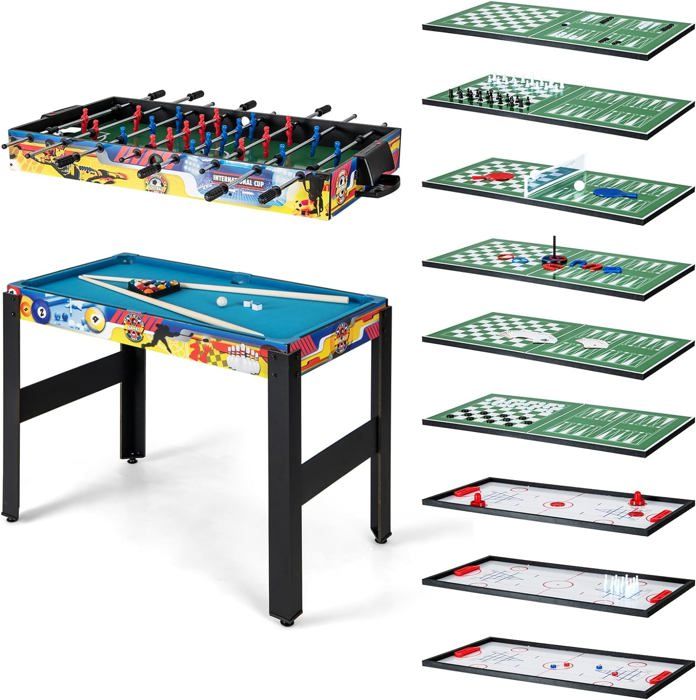 Table De Jeux Multifonction DREAMADE 6 En 1 - Basket, Billard, Ping-pong, Hockey, Palets, Bowling