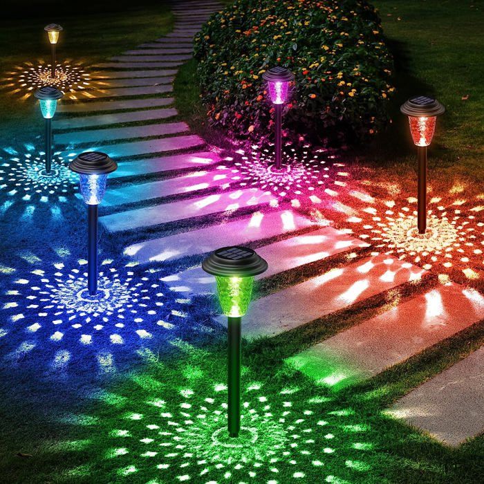Lampe Solaire - 8 Pièces - LED Colorée - Blanc Chaud - Étanche et Écologique