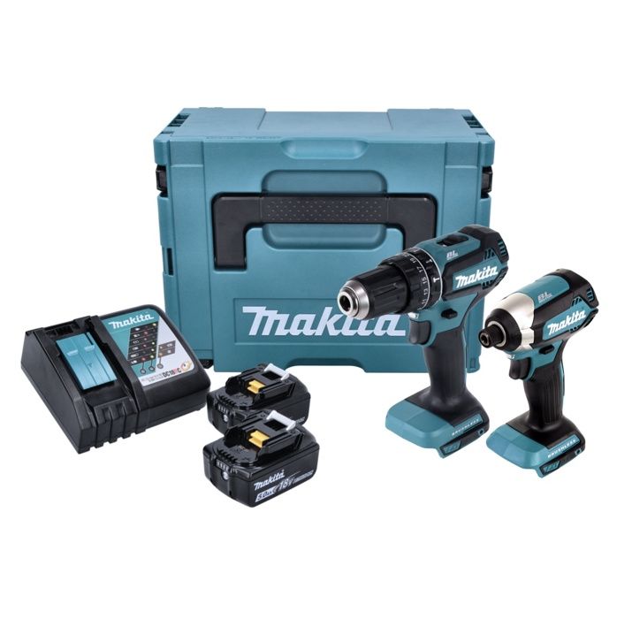 Kit d'outils électriques sans fil Makita DLX 2283 TJ Perceuse DHP 485 Visseuse DTD 153 2 Batteries 5 0 Ah